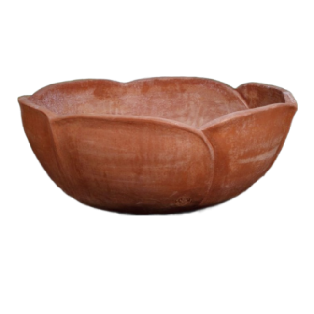 Grande coupe en terre cuite d’Impruneta en forme de rose – œuvre artisanale toscane d’exception